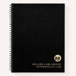 Zwart Lederen Luxe Goud Initiaal Logo Spiraal Notitieboek