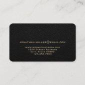 Zwart lederen luxemonogram visitekaartje (Achterkant)