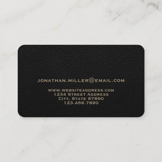 Zwart lederen luxemonogram visitekaartje (Achterkant)