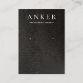 Zwart lederen oorbel display visitekaartje (Voorkant)