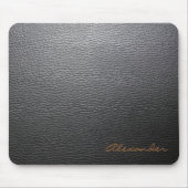 Zwart lederen patroon - Custom Monogram Muismat (Voorkant)