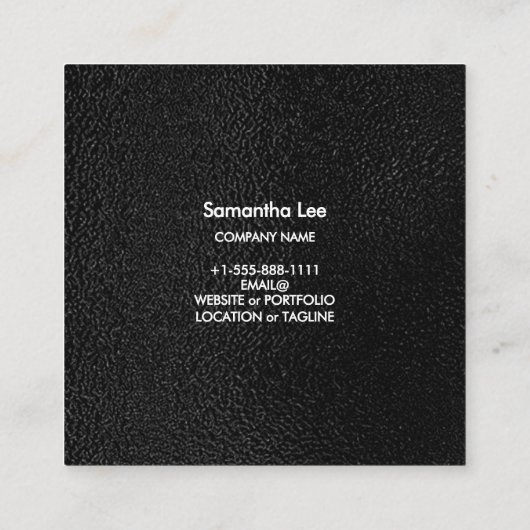 Zwart Lederen QR Code Visitekaartje Modern Logo (Achterkant)