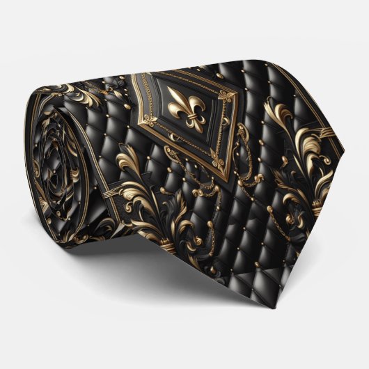 Zwart lederen stijl collector’s stropdas (Opgerold)