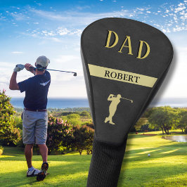 Zwart lederen textuur aangepaste DAD-naam Golfheadcover