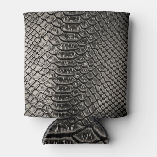 Zwart lederen textuur, achtergrondgebruik. blikjeskoeler (Voorkant)