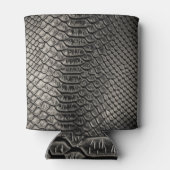 Zwart lederen textuur, achtergrondgebruik. blikjeskoeler (Achterkant)