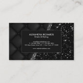 Zwart lederen textuur en glitter visitekaartje (Achterkant)
