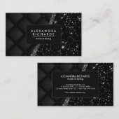 Zwart lederen textuur en glitter visitekaartje (Voorkant / Achterkant)