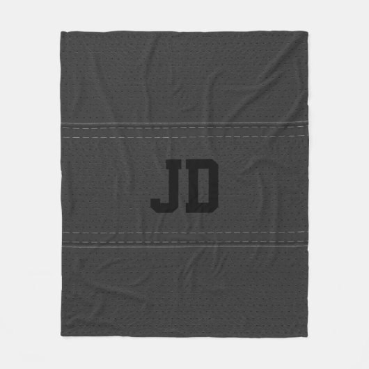 Zwart lederen textuur grijze tekst fleece deken (Voorkant)