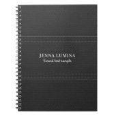 Zwart lederen textuur grijze tekst notitieboek (Voorkant)