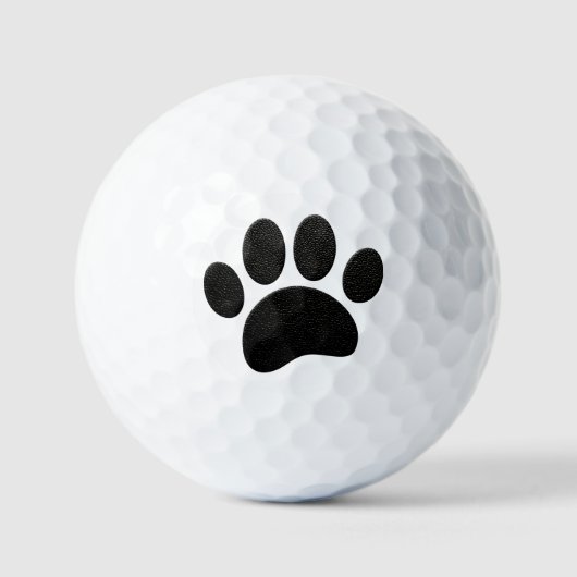 Zwart lederen textuur Hond Paw Print Golfballen (Voorkant)