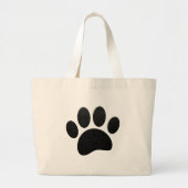 Zwart lederen textuur Hond Paw Print Grote Tote Bag (Voorkant)
