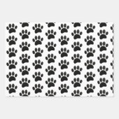 Zwart lederen textuur Hond Paw Print Inpakpapier Vel (Voorkant 2)