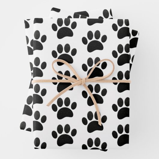 Zwart lederen textuur Hond Paw Print Inpakpapier Vel (In situ)