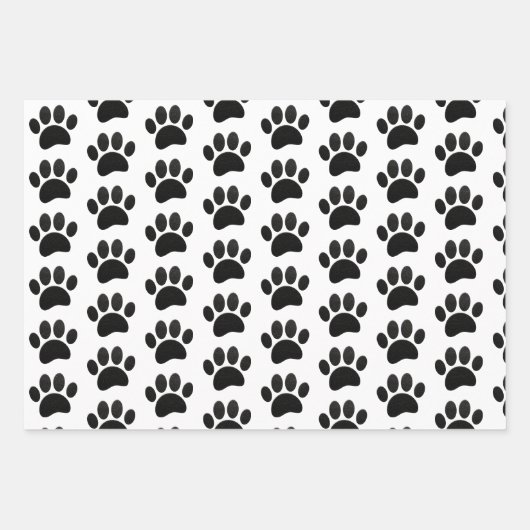 Zwart lederen textuur Hond Paw Print Inpakpapier Vel (Voorkant)