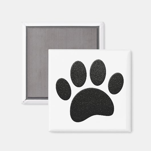 Zwart lederen textuur Hond Paw Print Magneet (Voorkant / Achterkant)