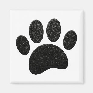 Zwart lederen textuur Hond Paw Print Magneet