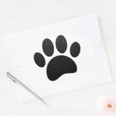 Zwart lederen textuur Hond Paw Print Ovale Sticker (Envelop)