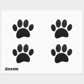 Zwart lederen textuur Hond Paw Print Ovale Sticker (Vel)