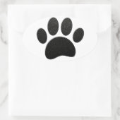 Zwart lederen textuur Hond Paw Print Ovale Sticker (Tas)