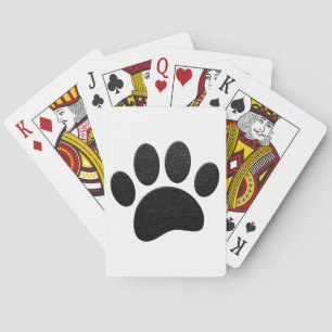 Zwart lederen textuur Hond Paw Print Pokerkaarten