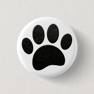 Zwart lederen textuur Hond Paw Print Ronde Button 3,2 Cm