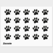 Zwart lederen textuur Hond Paw Print Ronde Sticker (Vel)