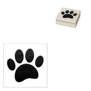 Zwart lederen textuur Hond Paw Print Rubberstempel