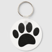 Zwart lederen textuur Hond Paw Print Sleutelhanger (Voorkant)