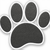 Zwart lederen textuur Hond Paw Print Sticker (Voorkant)