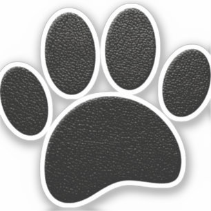 Zwart lederen textuur Hond Paw Print Sticker