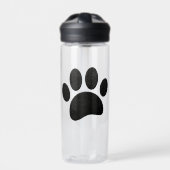 Zwart lederen textuur Hond Paw Print Waterfles (Voorkant)