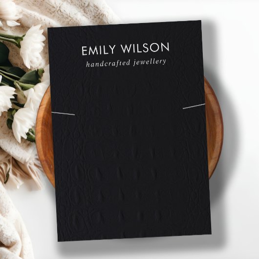 Zwart lederen textuur Ketting Band Display Visitekaartje