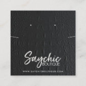 ZWART LEDEREN TEXTUUR KETTING ERING DISPLAY VIERKANTE VISITEKAARTJE (Voorkant)