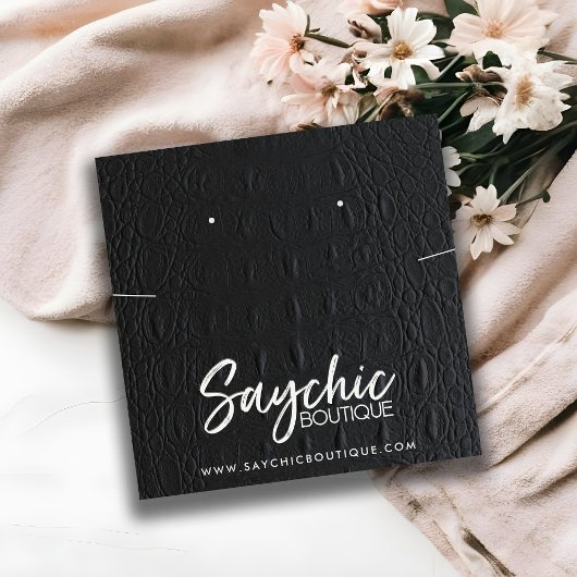 ZWART LEDEREN TEXTUUR KETTING ERING DISPLAY VIERKANTE VISITEKAARTJE