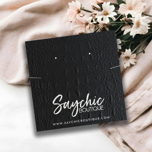 ZWART LEDEREN TEXTUUR KETTING ERING DISPLAY VIERKANTE VISITEKAARTJE