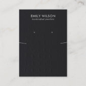 ZWART LEDEREN TEXTUUR KETTING OORBEL DISPLAY VISITEKAARTJE (Voorkant)