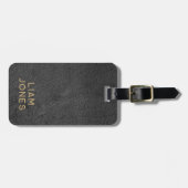 Zwart lederen textuur mannelijk Elegant  Bagagelabel (Voorkant horizontaal)