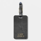 Zwart lederen textuur mannelijk Elegant  Bagagelabel (Achterkant verticaal)