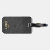 Zwart lederen textuur mannelijk Elegant  Bagagelabel (Achterkant horizontaal)