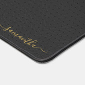 Zwart  lederen textuur minimalistisch design bureaumat (Hoek)