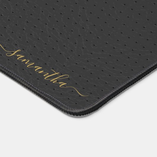 Zwart  lederen textuur minimalistisch design bureaumat (Hoek)