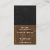 Zwart lederhout variatie Barber Monogram Visitekaartje (Achterkant)