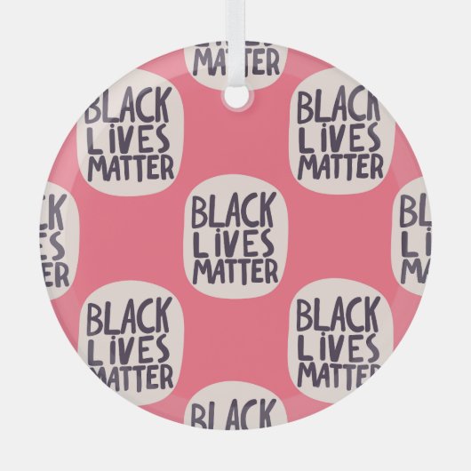 Zwart leeft materie, kalligrafisch patroon glas ornament (Voorkant)