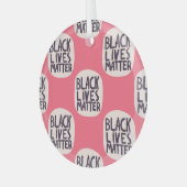 Zwart leeft materie, kalligrafisch patroon glas ornament (Voorkant links)