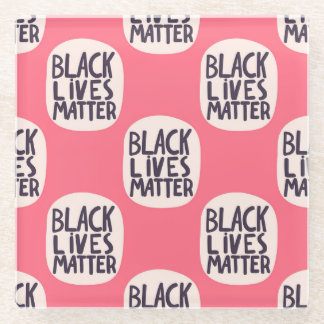 Zwart leeft materie, kalligrafisch patroon glazen onderzetter