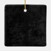 Zwart leer eerste kerst getrouwd keramisch ornament (Achterkant)