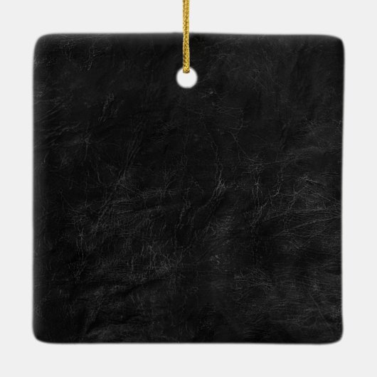 Zwart leer eerste kerst getrouwd keramisch ornament (Achterkant)