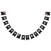 Zwart leer en ballonnen verjaardagsfeestje vlaggetjes (Alle)