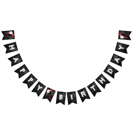 Zwart leer en ballonnen verjaardagsfeestje vlaggetjes (Alle)